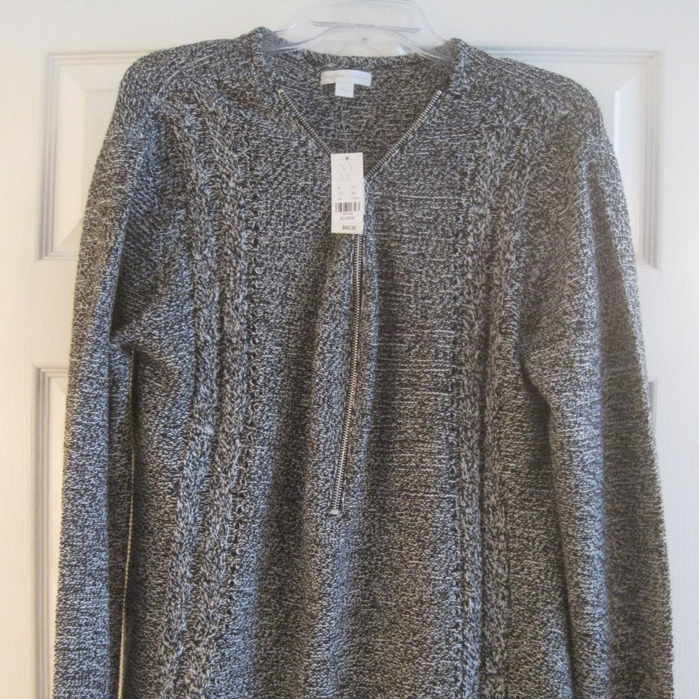 NEW YORK & COMPANY BLACK AND WHITE MARLED SWEATER